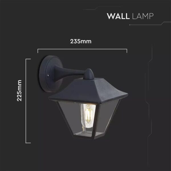 E27 Wall Lamp Matt Black Clear Glass