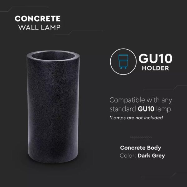 Led Concrete Wall Lamp Round 235mm Gu10 Ip20