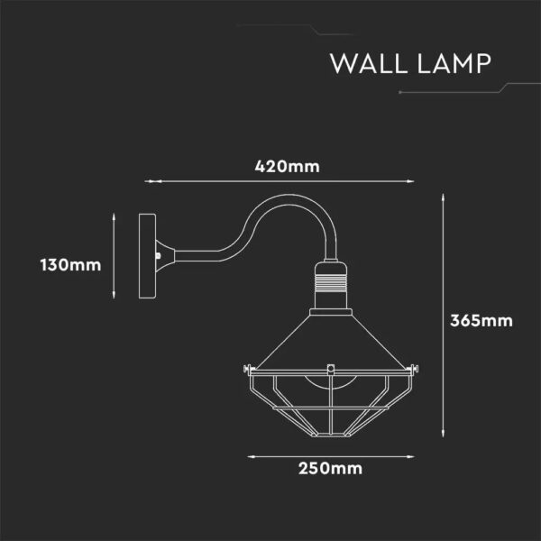Wall Lamp Matt Black Down Ip65