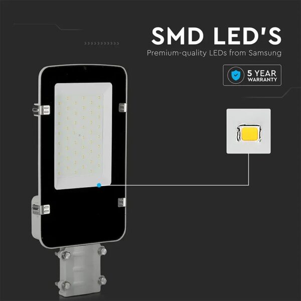 30W Led Streetlight Samsung Chip 4000k Grey Body