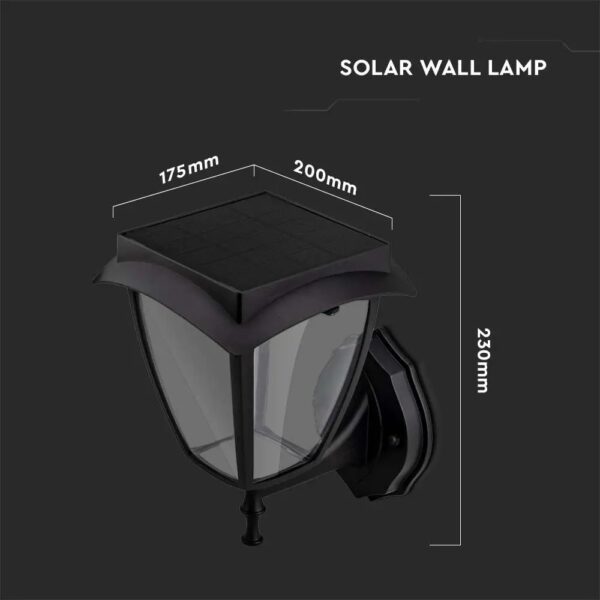 Led Solar Wall Lamp 3000K and 6000K Matt Black Body
