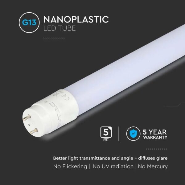 20W T8 Nano Plastic Tube Non Rotatable 150cm Samsung Chip