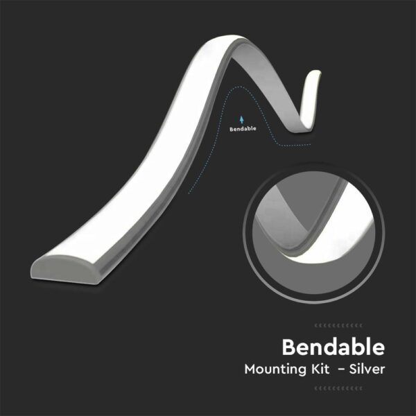 Mounting Kit With Diffuser Bendable For Led Strip 2000x18x6mm Silver