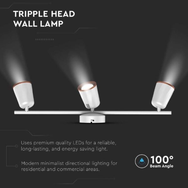 15W LED Triple-Head Ceiling Wall Lamp IP20