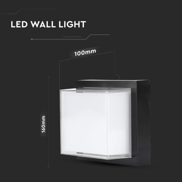 12W LED Wall Light Black Square