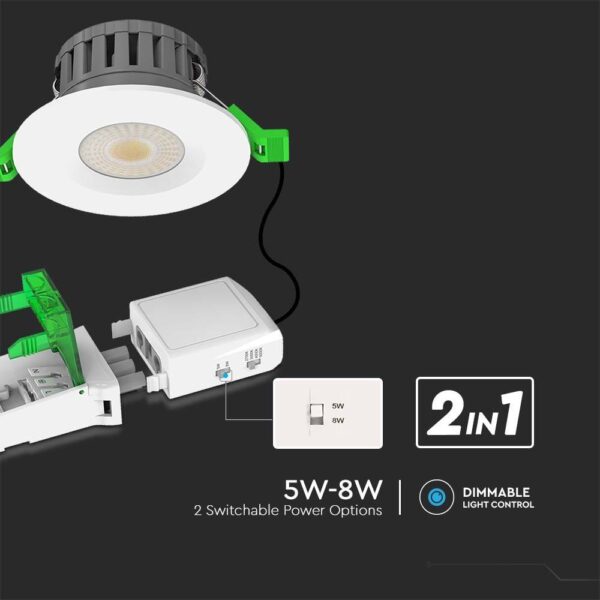 8W LED Fire Rated Downlight IP65 CCT 4in1 Dimmable