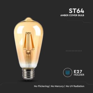 4W ST64 Filament Bulb E27 Amber Cover 2200K