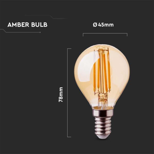 4W P45 Filament Bulb E14 Amber Cover 2200K