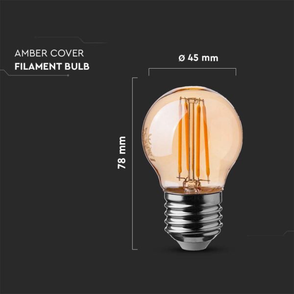 4W G45 Filament Bulb E27 Amber Cover 2200K