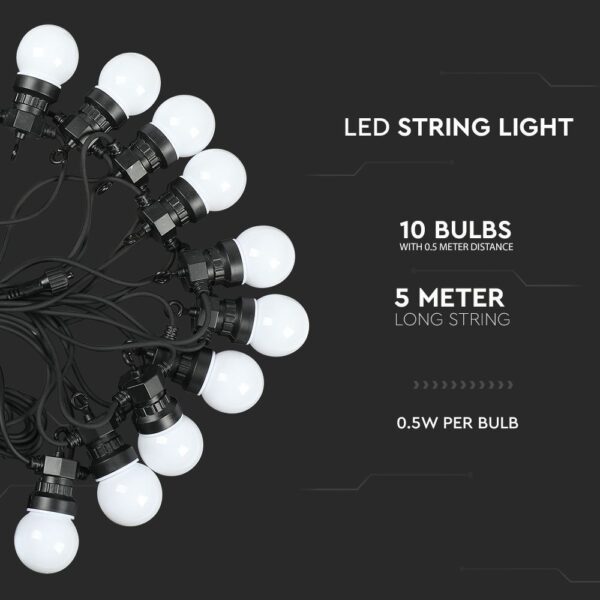 0.5W Led String Light 5m 10 Bulbs 3000K 24V EU Plug