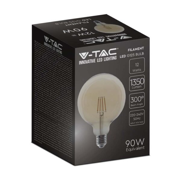 12W LED Filament Bulb G125 Amber Cover E27
