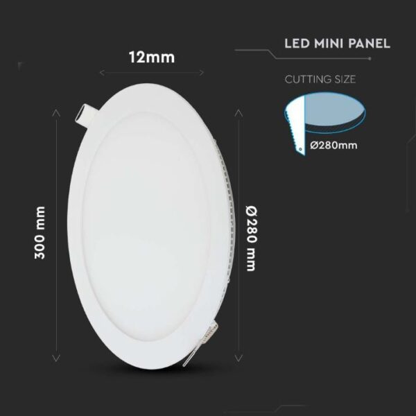 24W LED Panel Light with EMC Driver Round 300mm