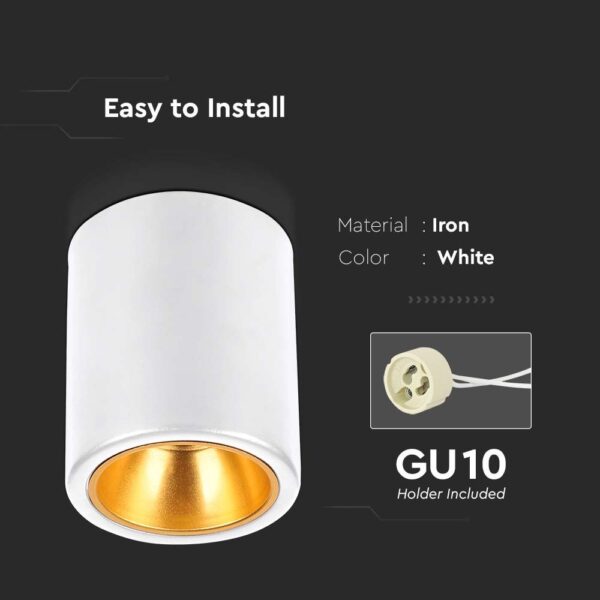 GU10 Fitting Round Black And White Surface Mounted