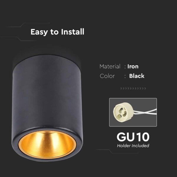 GU10 Fitting Round Black And White Surface Mounted