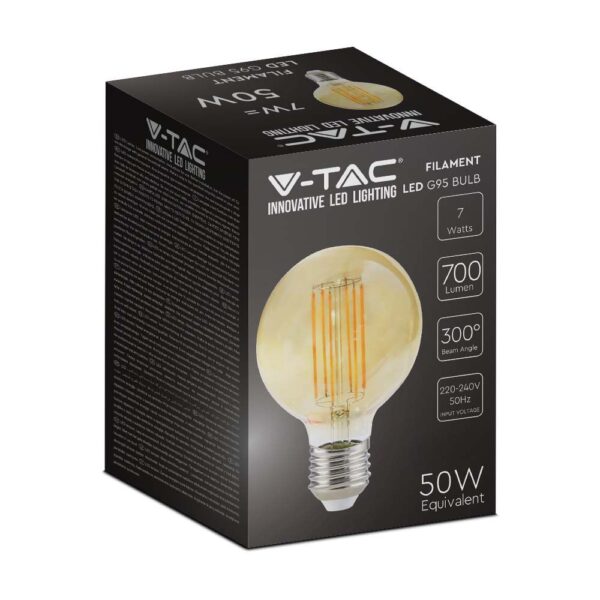 7W G95 LED Filament Bulb Amber 2200K E27