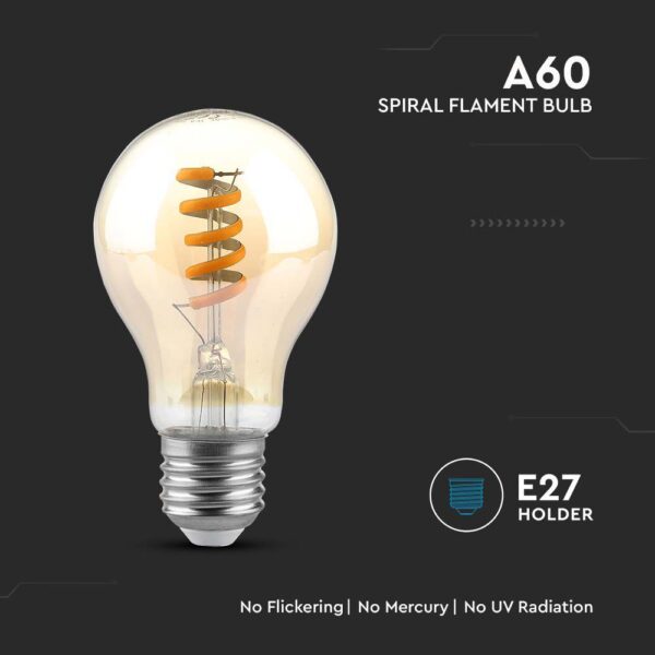 4W LED Spiral Filament Bulb Amber 1800K E27