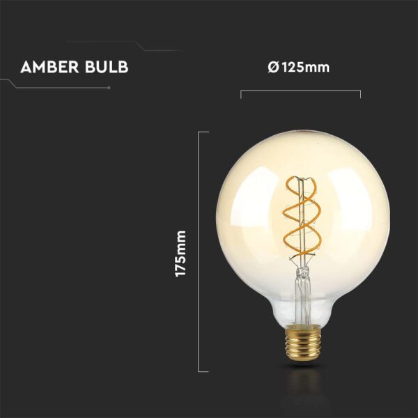 5W G125 LED Filament Bulb Amber 1800K E27