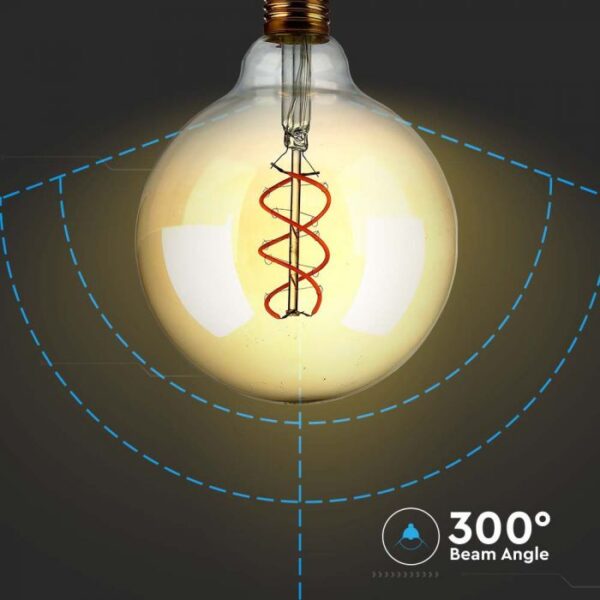 5W G125 LED Filament Bulb Amber 1800K E27