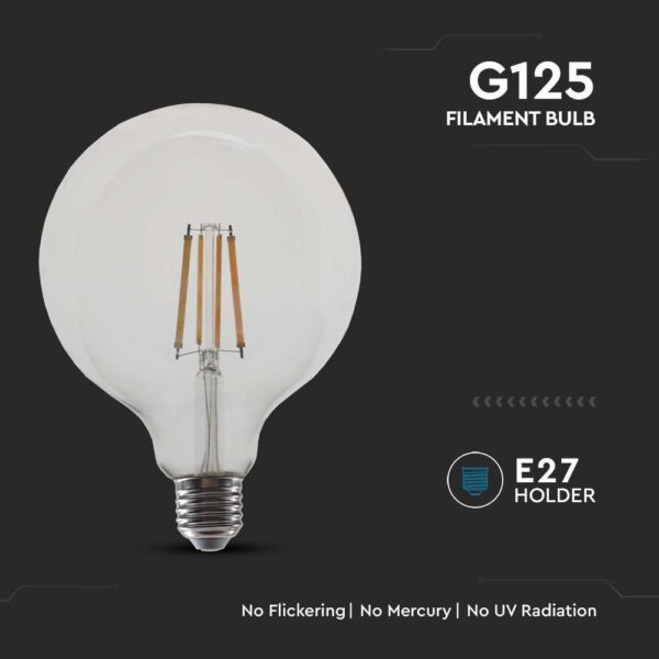 12W G125 LED Filament Bulb Clear 4000K E27