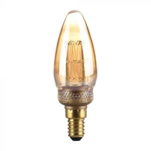 2W T30 LED Art Filament Candle Bulb Amber 1800K E14