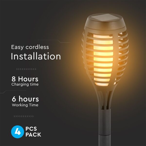Solar Flame Stick Light 2000K 4Pcs