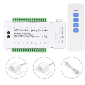 Led Stair Strip Lighting Controller 16 Channels with Remote and Sensors
