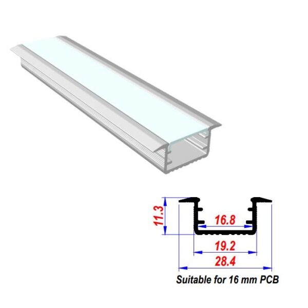 Recessed Aluminium LED Profile Mat Anodized 