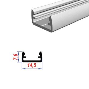 Surface Aluminium LED Profile Mat Anodized 14.5x7.6 mm