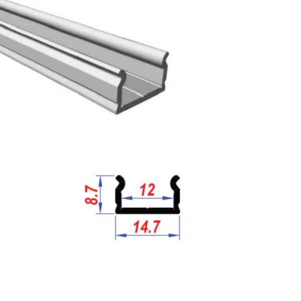 Surface Mounted Aluminium LED Profile Mini 14.7x8.7mm