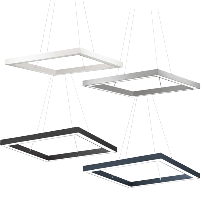 LED Square Lighting Custom Made Suspended, Black/White/Silver/Anthracite, 2000mm side