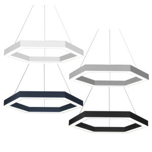 LED Hexagon Lighting Custom Made Suspended, Black/White/Silver/Anthracite, 1200mm side