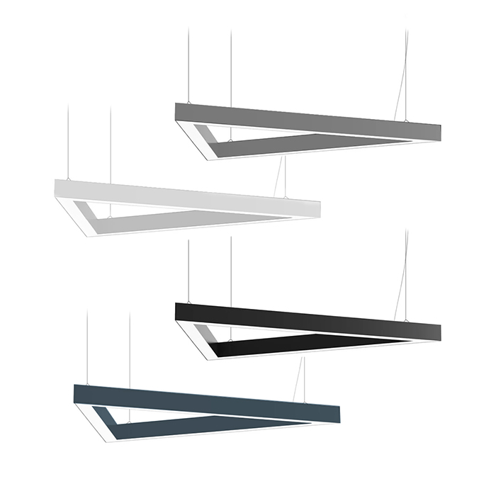LED Triangle Lighting Custom Made Suspended, Black/White/Silver/Anthracite, 900mm side