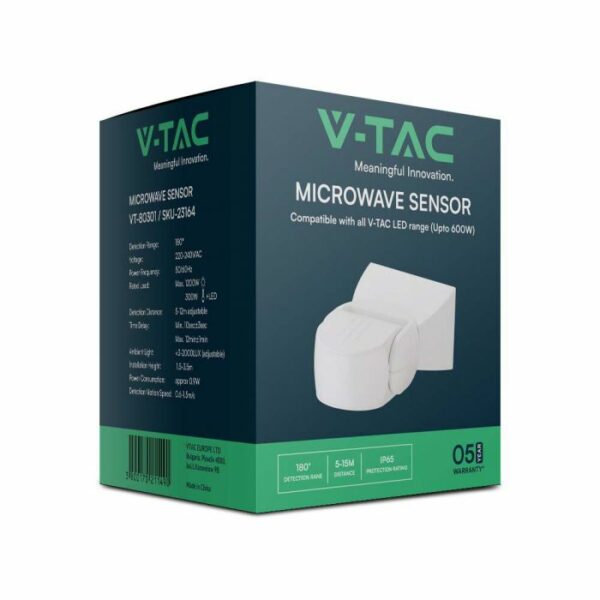 300W Microwave Motion Sensor 180'D White IP65