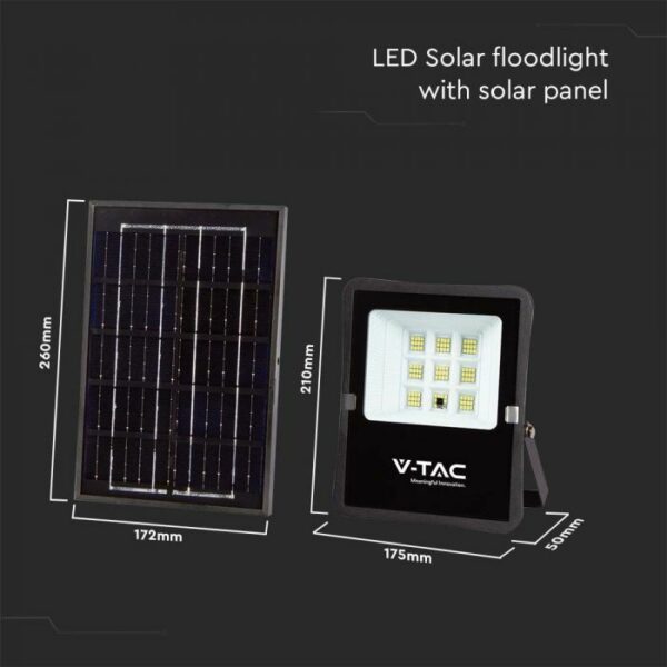 50W LED Solar Floodlight Black IP65 Battery 5000mAh